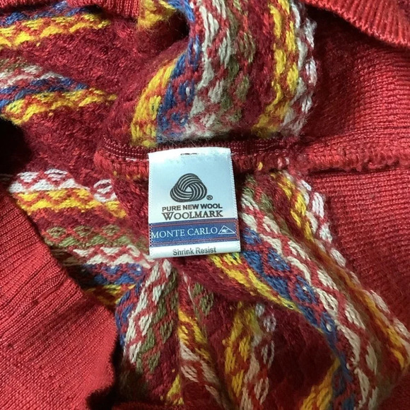 Vintage Monte  Carlo Collection Magna Pure New Wool Red Zigzag Striped Size 42 - Picture 8 of 9